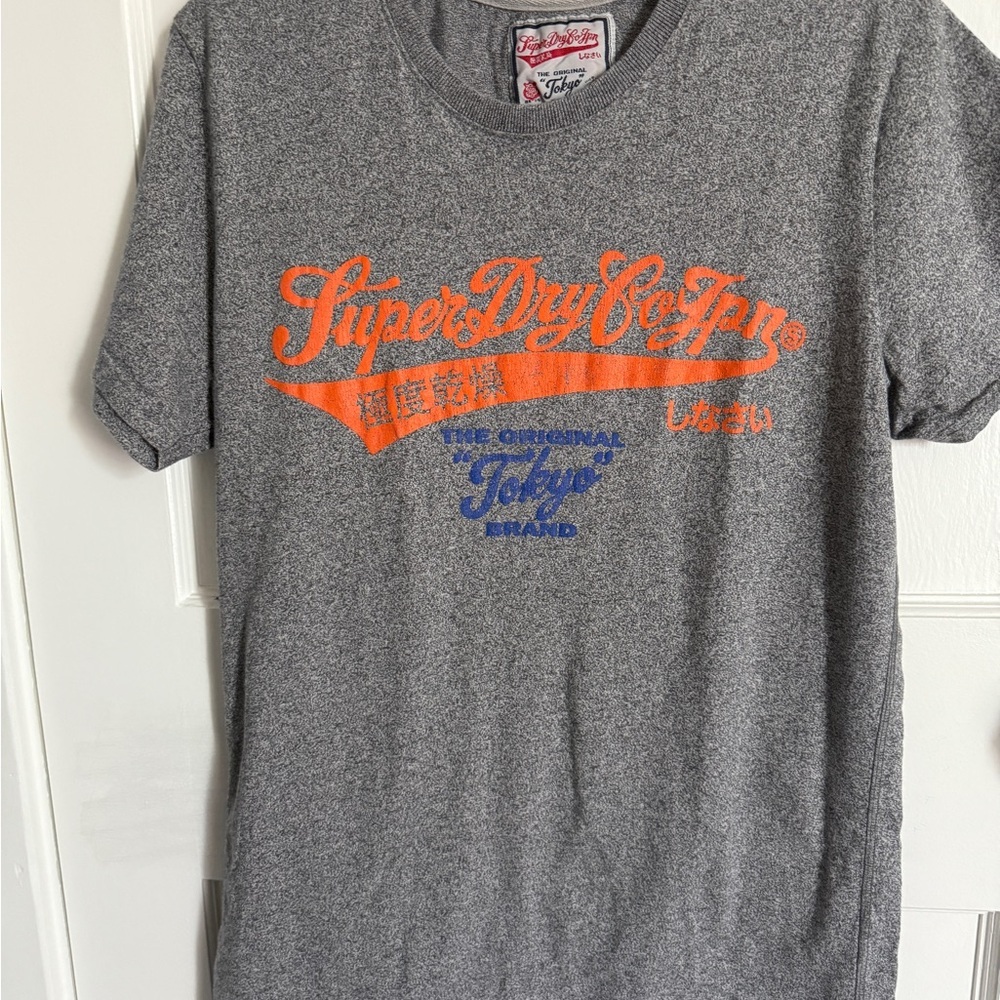 Men’s Superdry Tokyo Japan Gray and Orange Short Sleeve Tee
